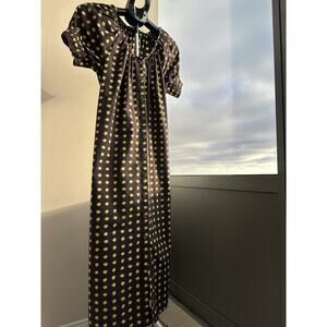 J.CREW XS A-Line Dress Purple Yellow Polka Dot Button Short Sleeve Belted